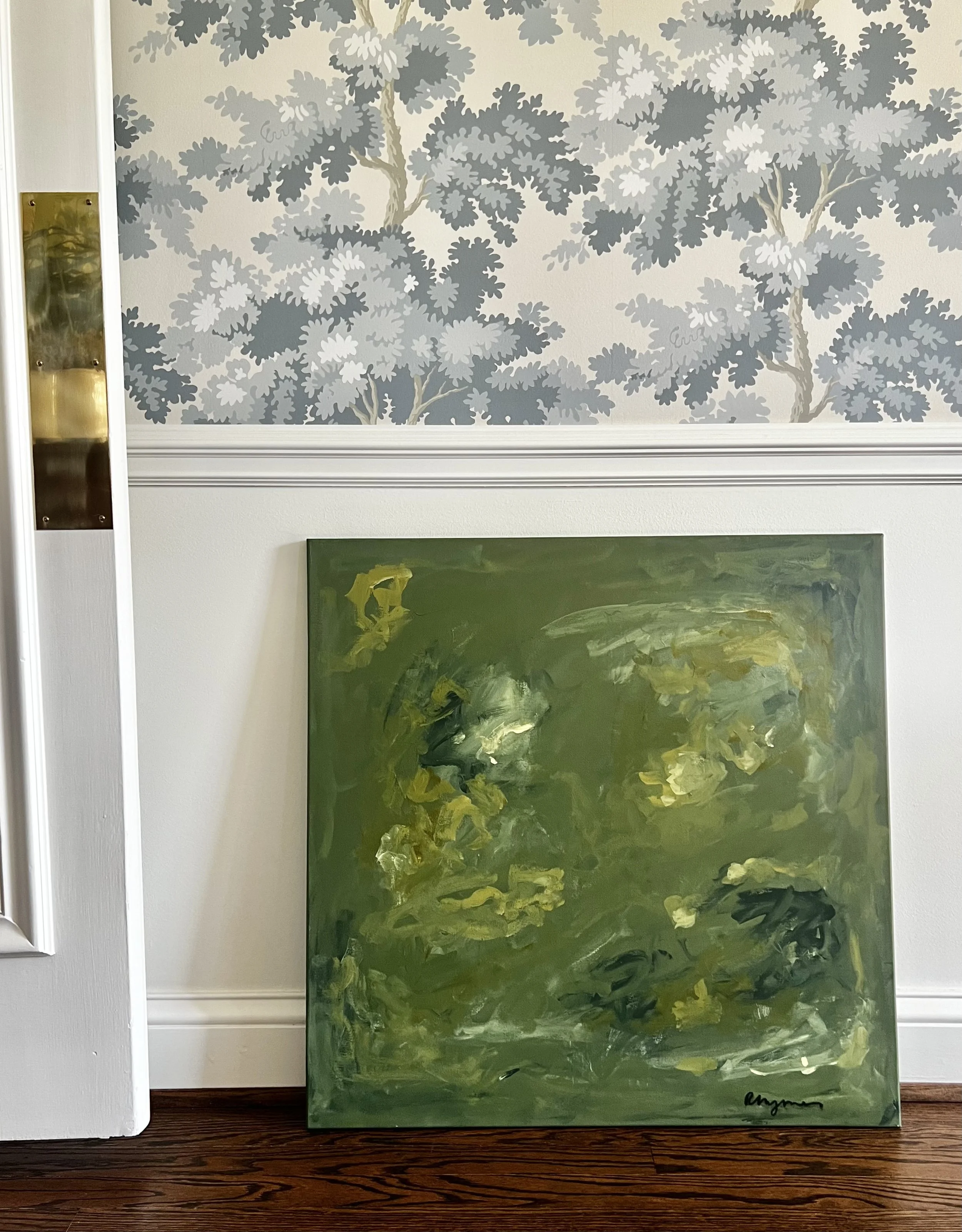 30x30 Green Abstract Painting
