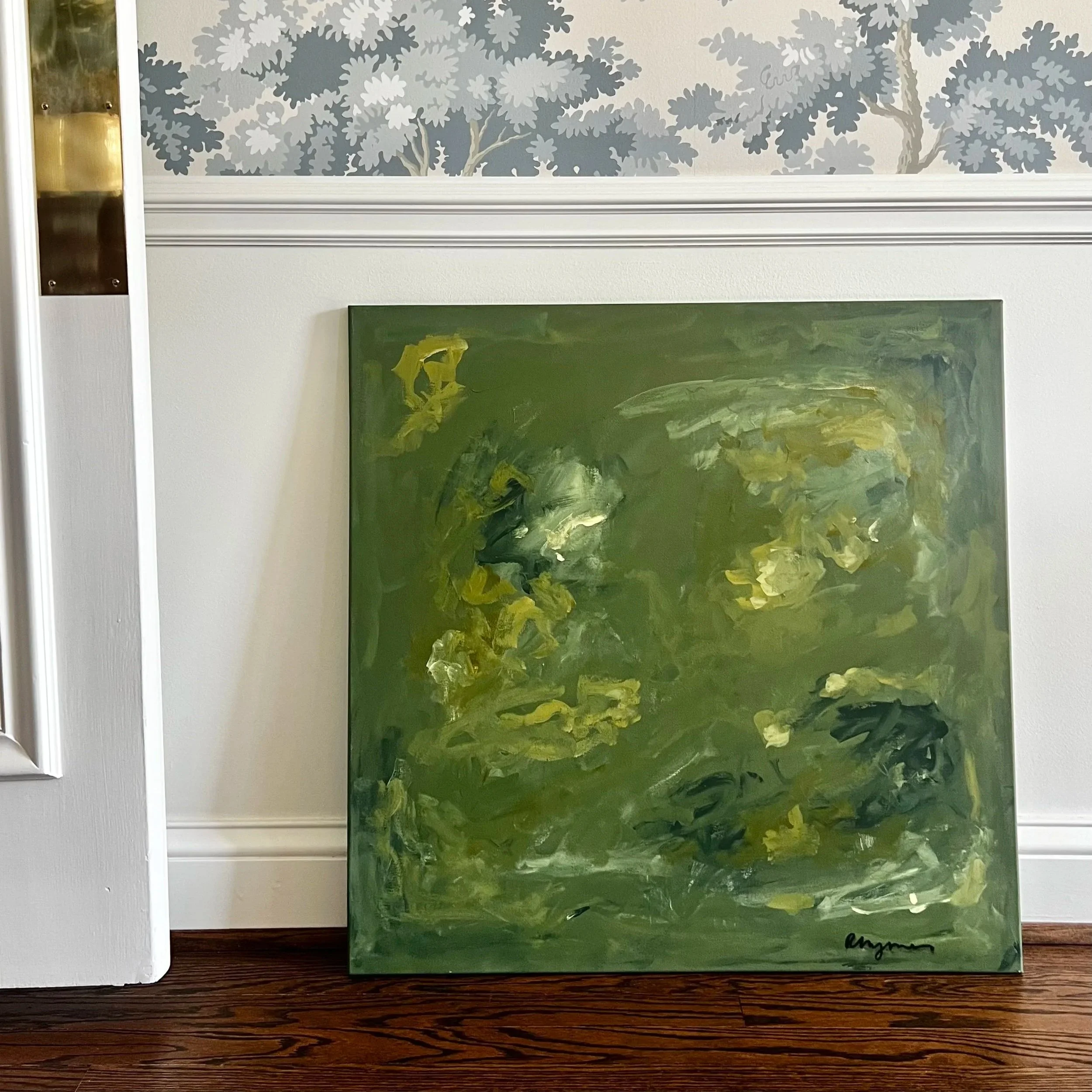 30x30 Green Abstract Painting