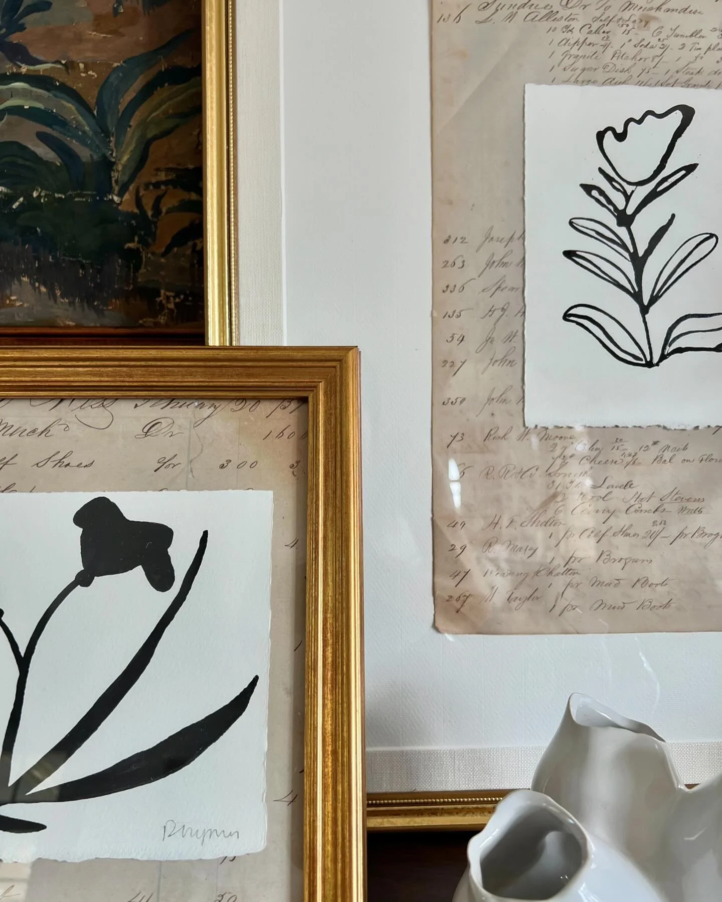 The lilting slope of handwriting, faded brown ink, and worn pages documenting every day items like a sugar dish, mud boots, and coffee&hellip;I love how simple things can be so beautiful and the combination of old and new together. My grandmother and