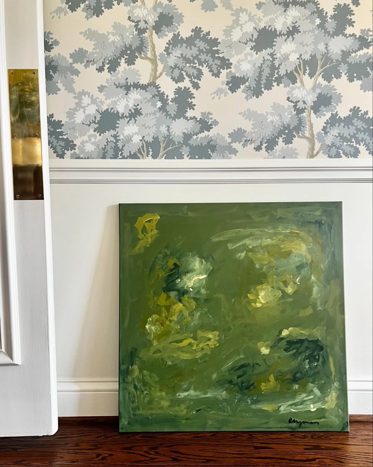 New deep green abstracts from my studio. I sold out of all of my deep green pieces at Harding and had these three abstracts in my studio to release later this summer, but today just felt right to go ahead and share.  I&rsquo;ll have these up on my we