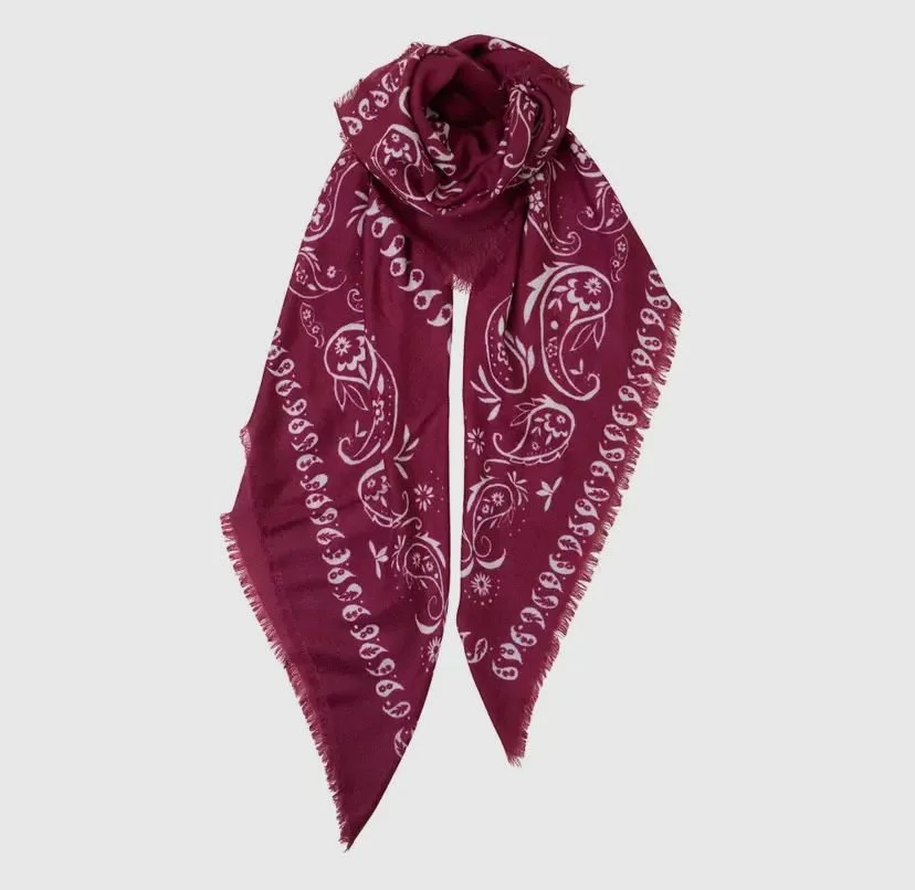 XL Cashmere Bandana Scarf - Berry