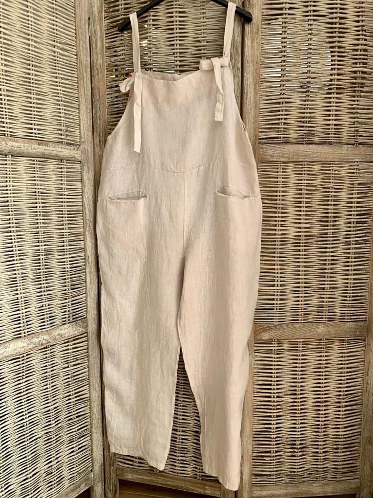 Linen Dungarees – Sand — Story In Bray