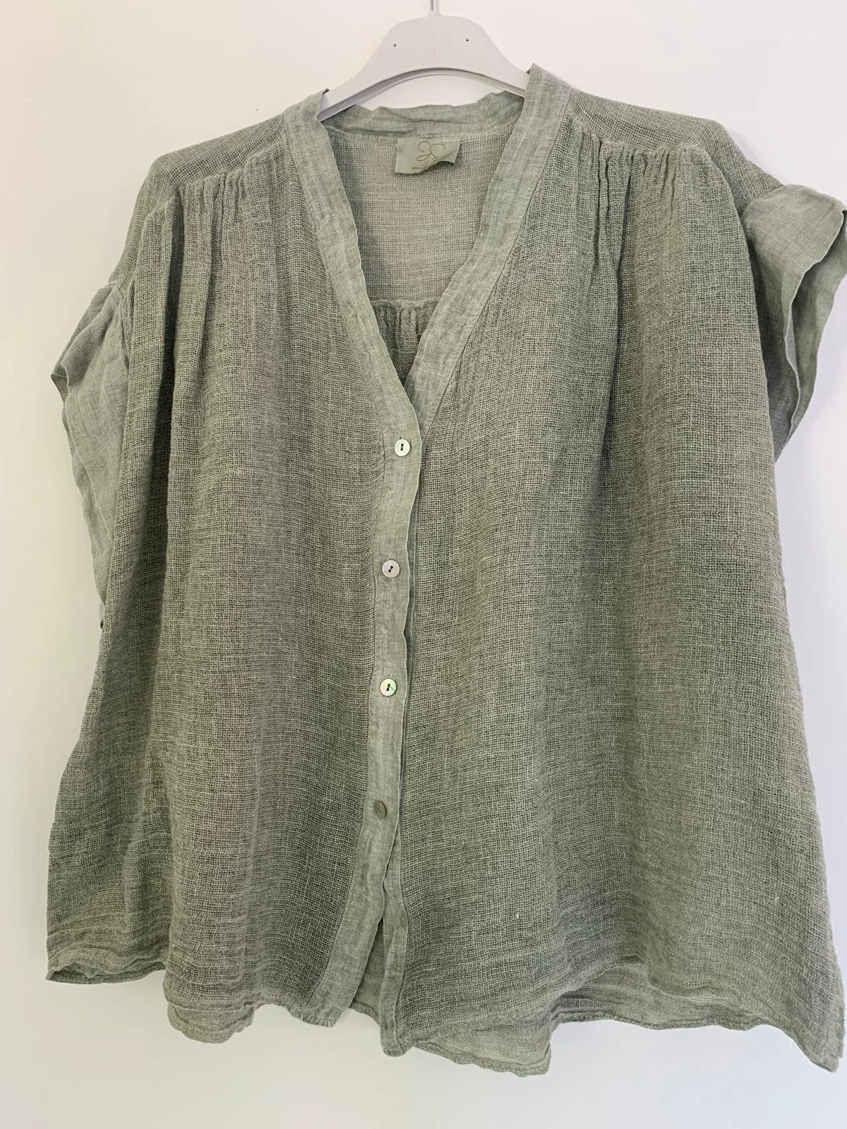 Lino Top - Pale Khaki
