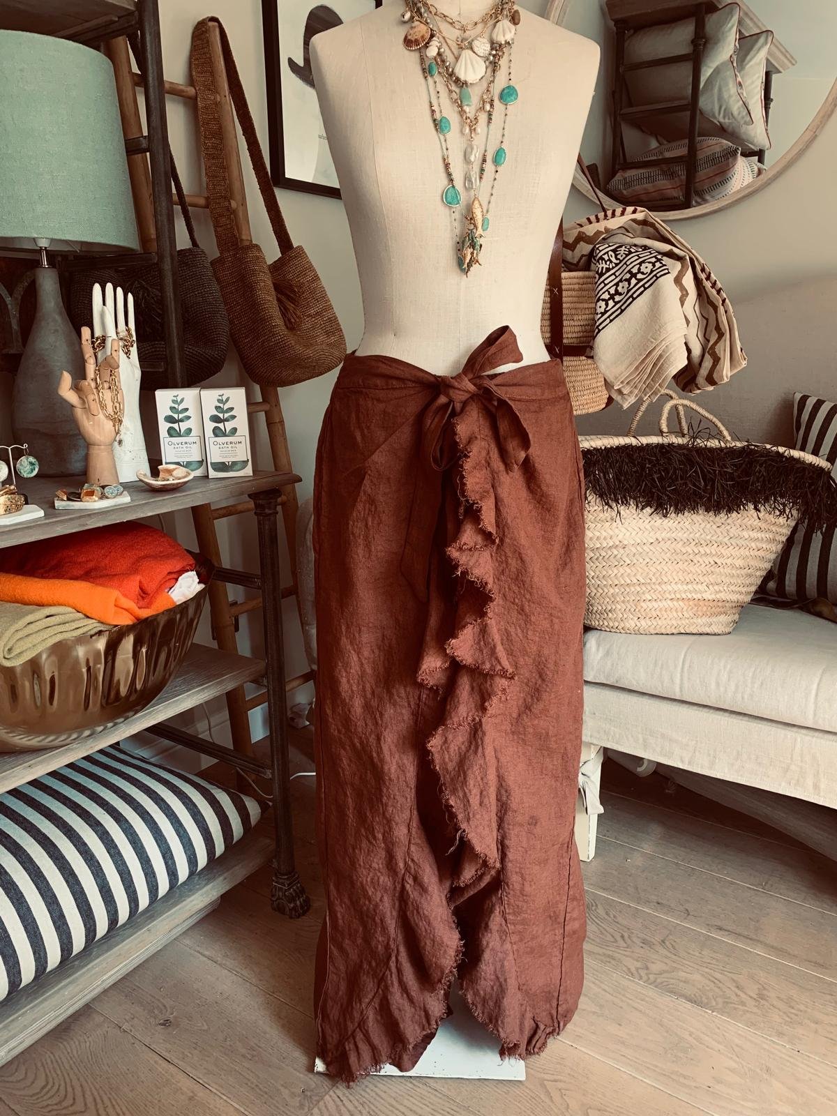 Jo Linen Trousers - Deep Russet