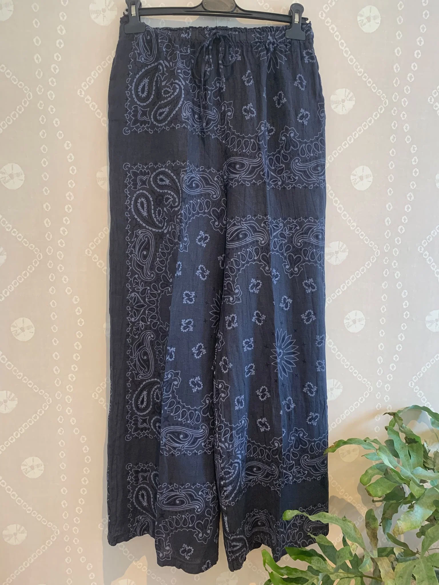 Linen Bandana Trousers - Navy
