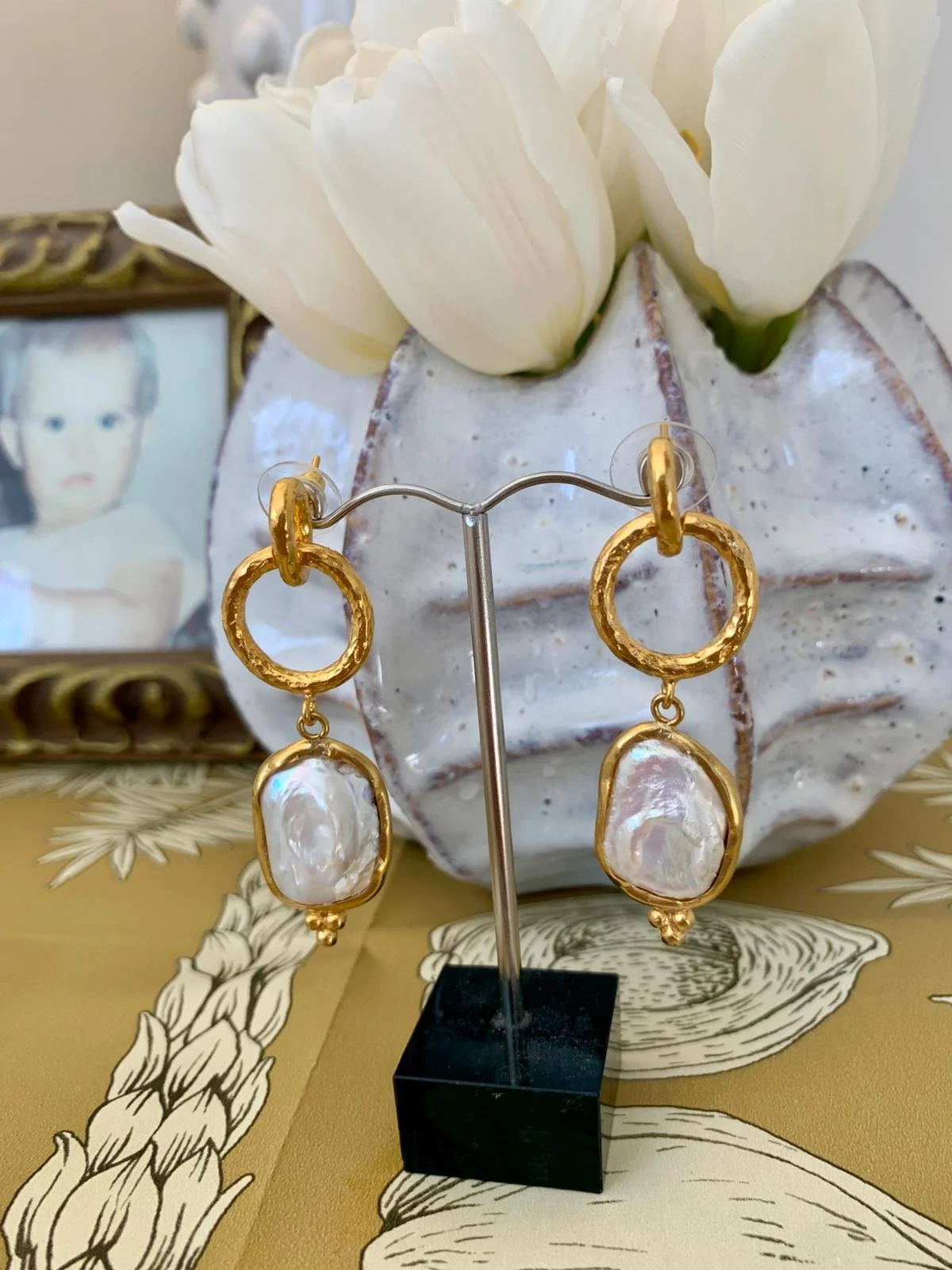 Pearl Circle Earrings #1