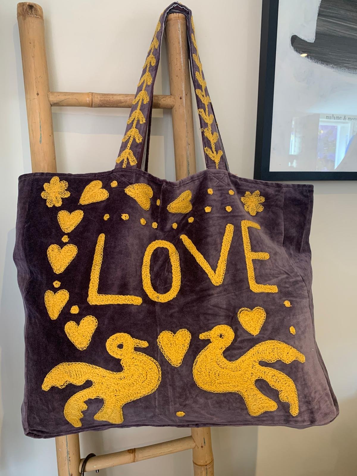 Velvet LOVE Tote - Grape/Yellow