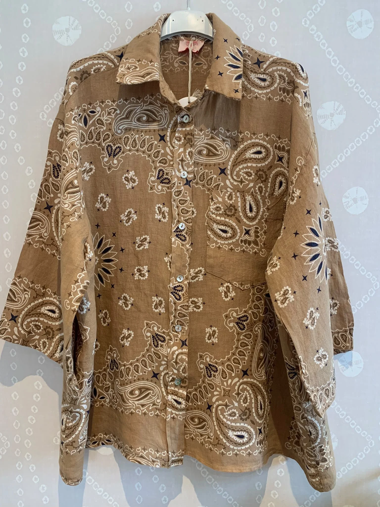 Linen Bandana Shirt - Biscuit