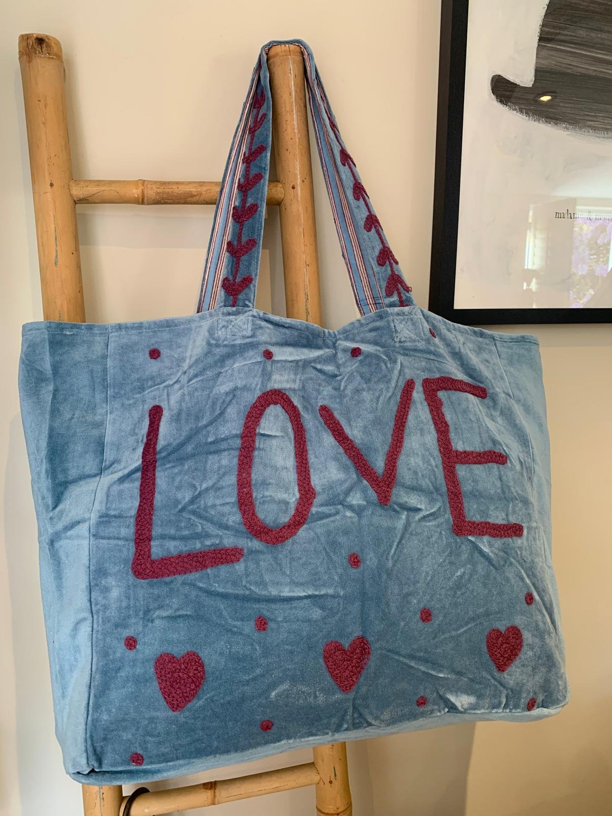 Velvet LOVE Tote - Denim/Grape