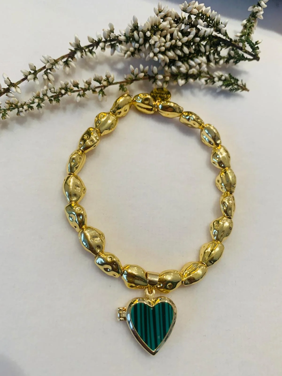 Heart Locket Bracelet - Jade Green