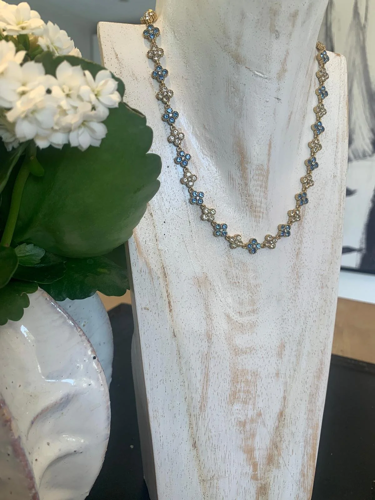 Daisy Crystal Necklace - Blue