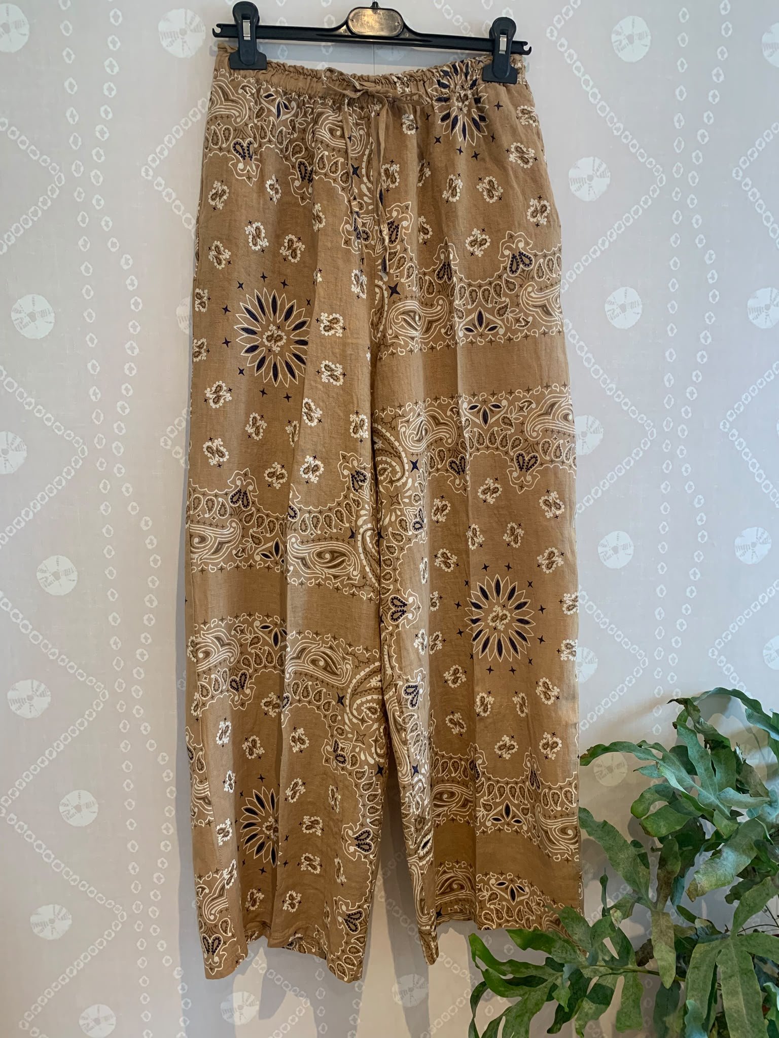 Linen Bandana Trousers - Biscuit