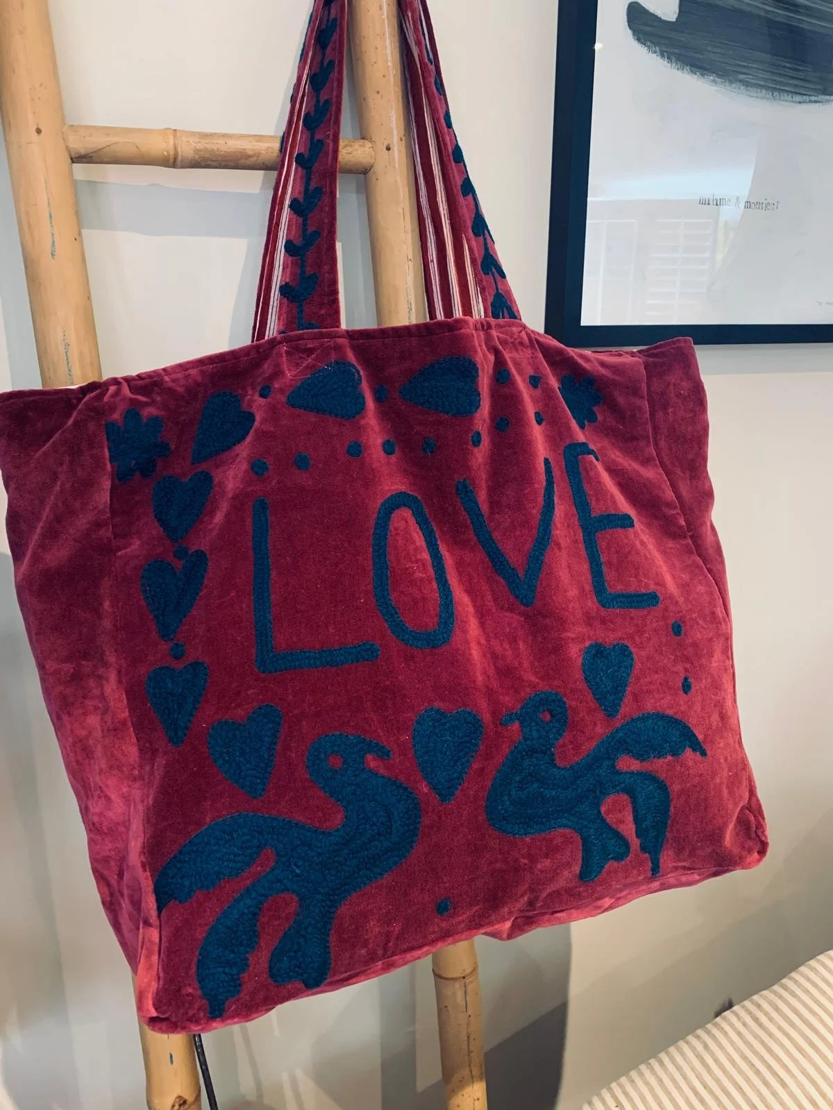 Velvet LOVE Bag - Cranberry/Navy