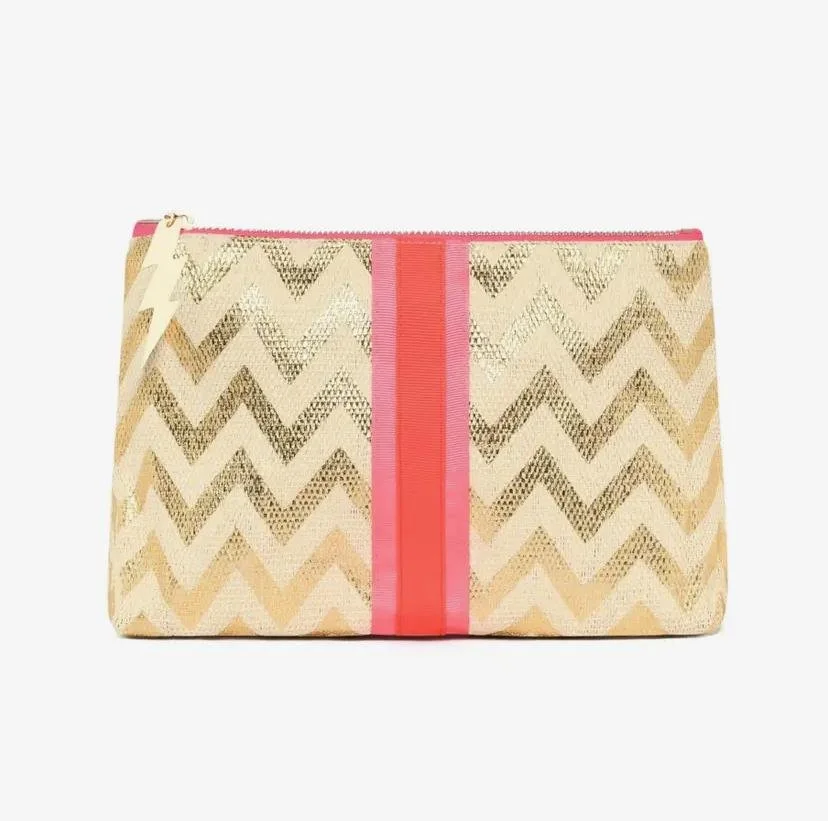 Gold Zig Zag Clutch Bag - M