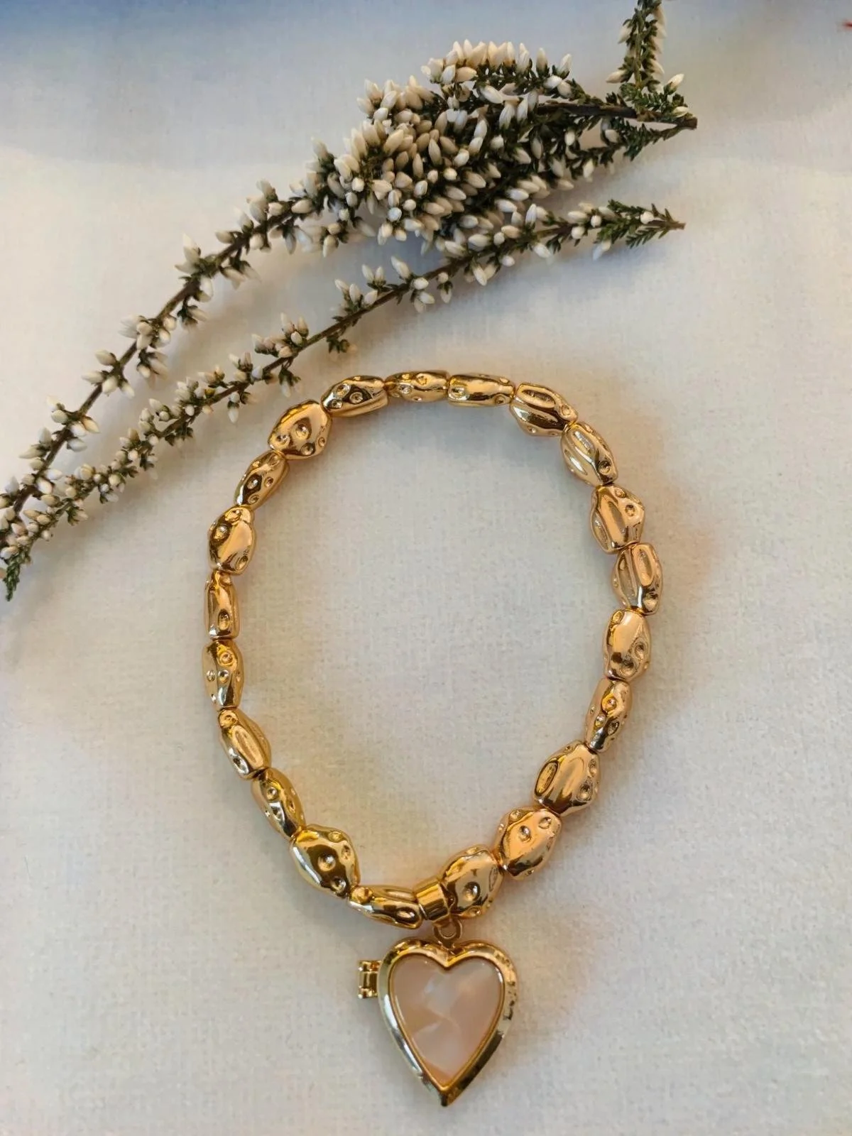 Heart Locket Bracelet - Pearl