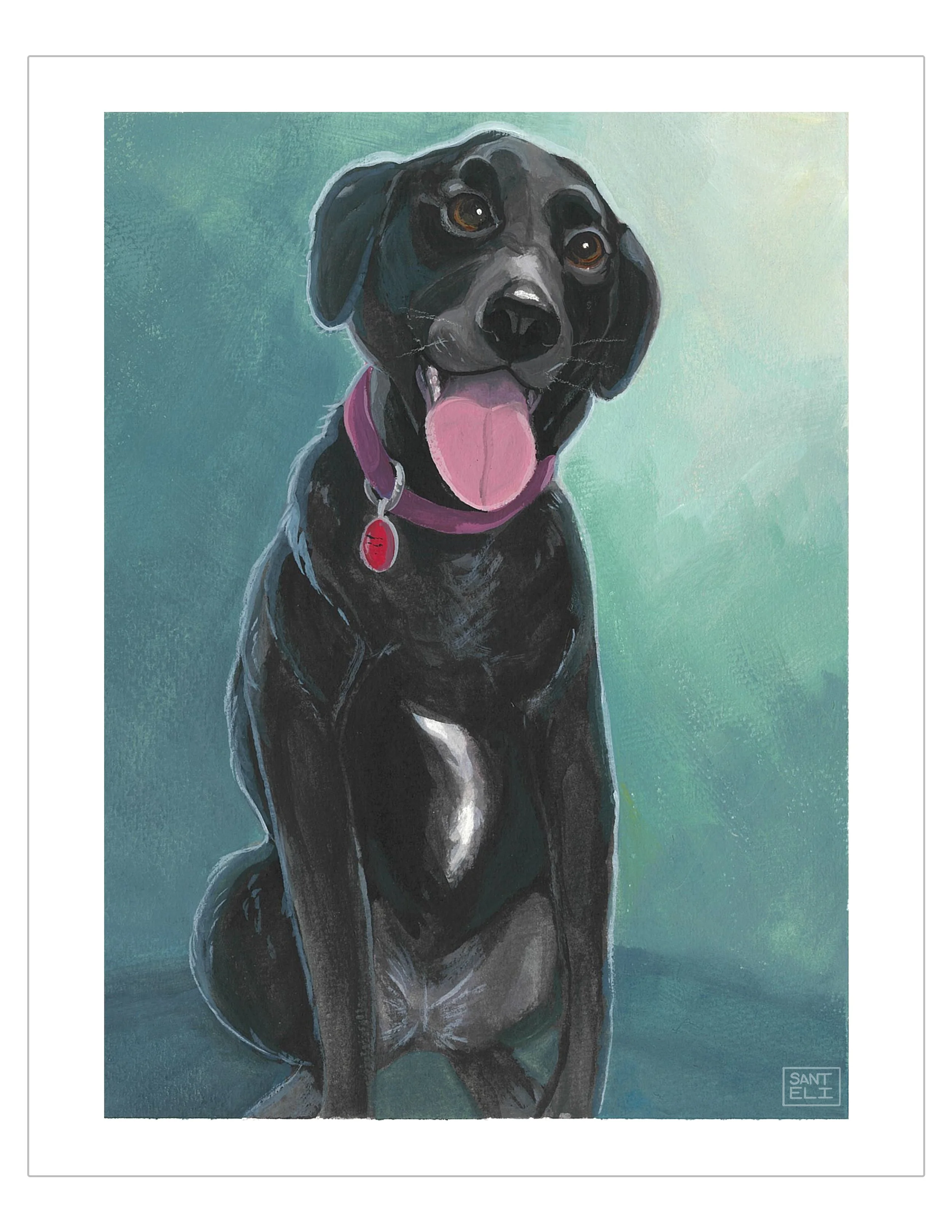 Piper - Pet Portrait in Guache