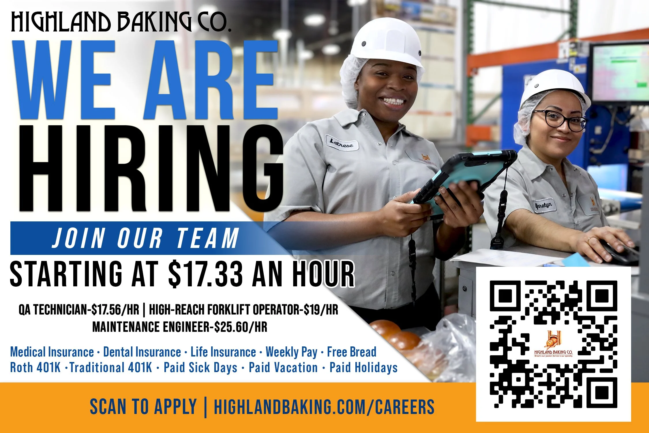 Highland Baking Co. Hiring Advert Flyer