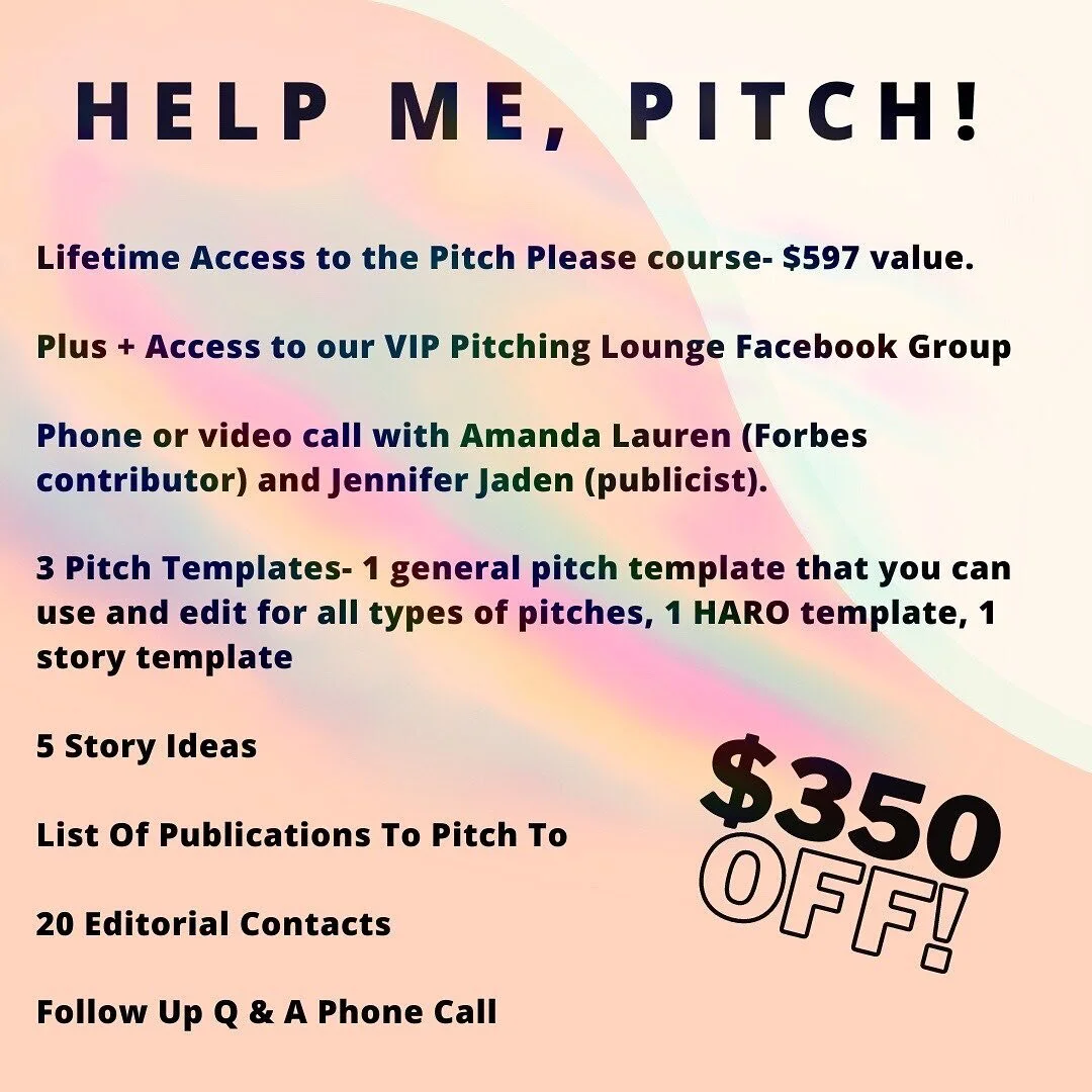 LAST DAY!!!!!
USE PROMO CODE JULY350 TO SAVE $350 ON HELP ME, PITCH!
This is the perfect solution for small businesses that want professional guidance and help without the expense of an ongoing contract. 

This intensive consultation and roadmap give