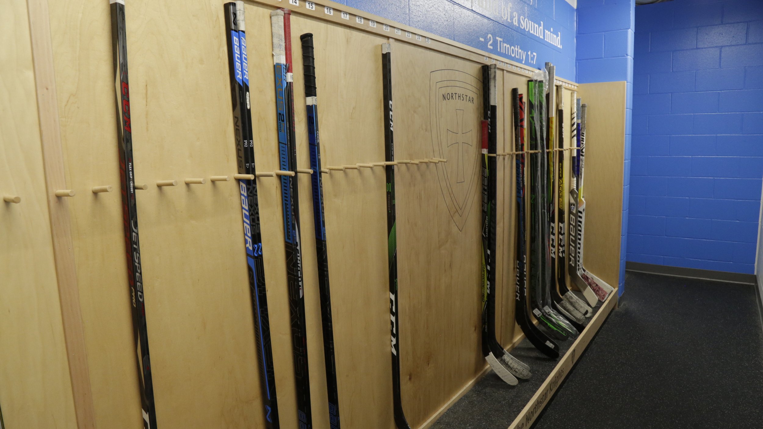Side-View of Hockey Stick Holding Area