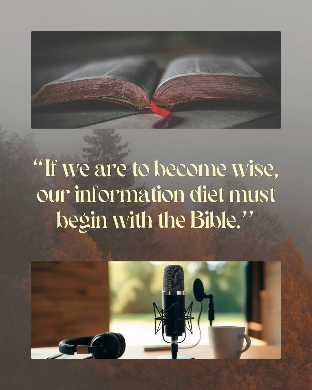 SO MANY VOICES. WHERE DO WE FIND TRUTH? 📖

&ldquo;If we are to become wise, our information diet must begin with the Bible.&rdquo; &mdash; Brett McCracken

In a world overflowing with opinions, information, and competing versions of truth, how do we