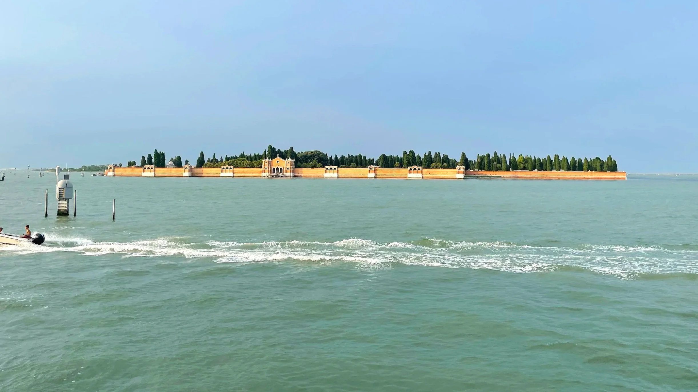 The San Michele Cemetery sits on an island near Venice.