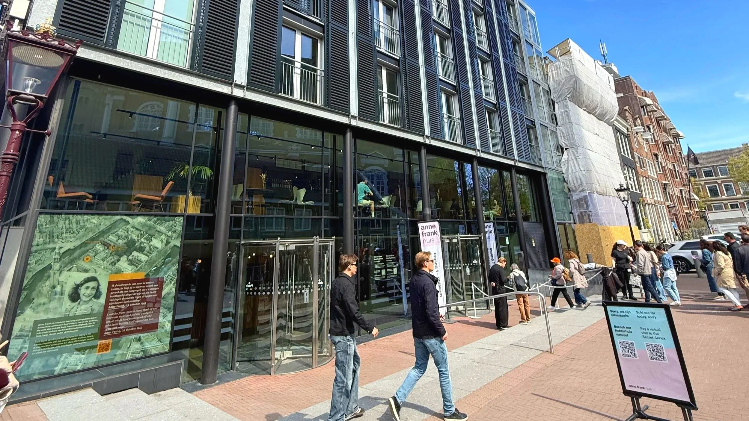 The facade of the Anne Frank House museum in Amsterdam