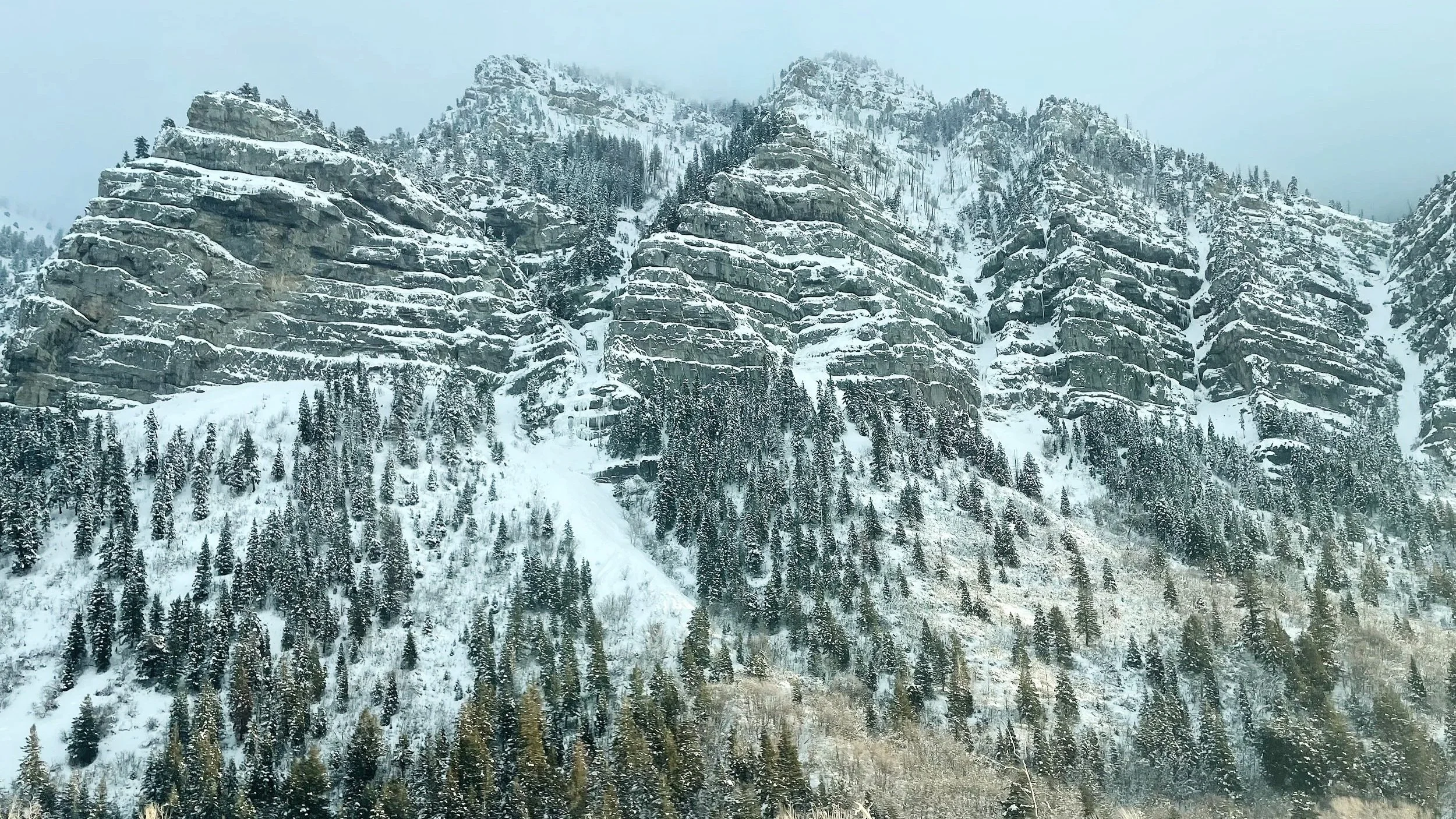 Snow in Provo Canyon on the way to Sundance and Midway, Utah