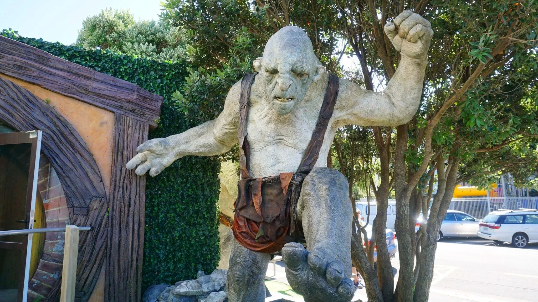 A life-size troll outside Weta Cave, the studio of Lord. of the Rings.