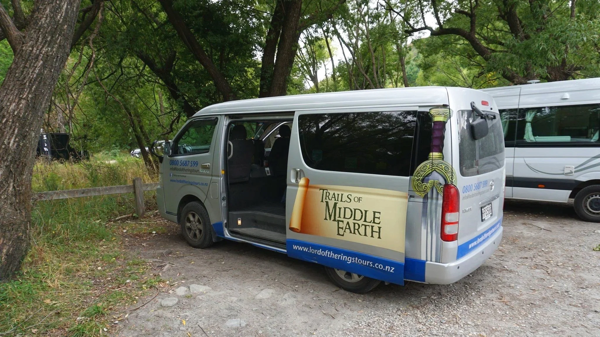 A "Trails of Middle Earth" van that embarks on Lord of the Rings tours in Queenstown, New Zealand.