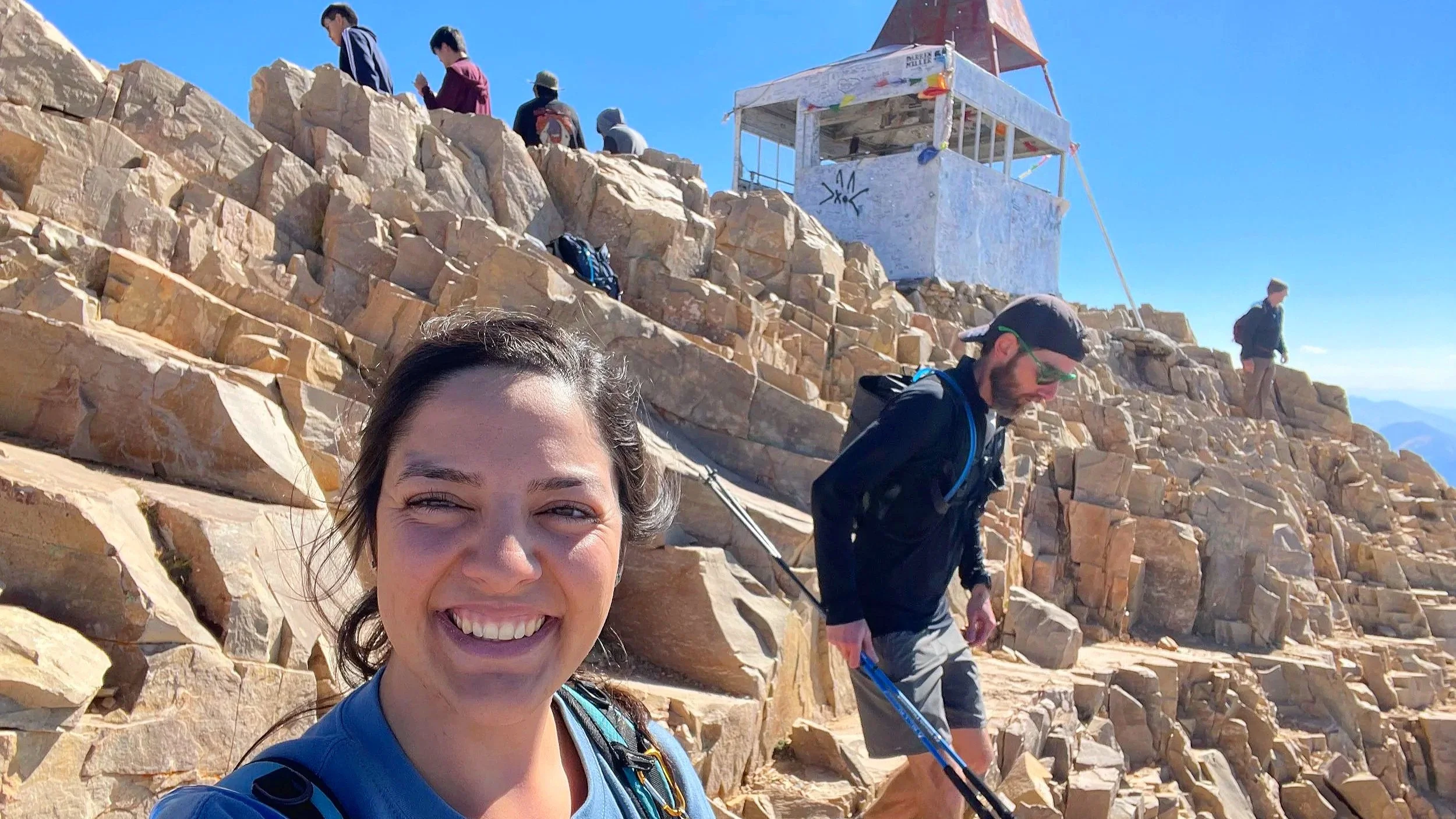 Crowded peak on Mount Timpanogos in Utah