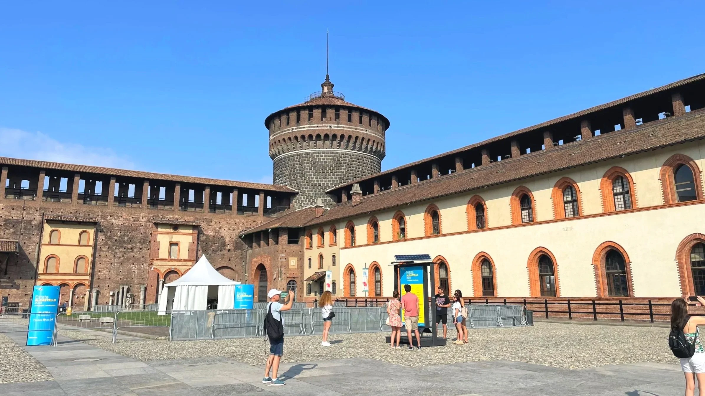 The inside of the Castle Sforza.