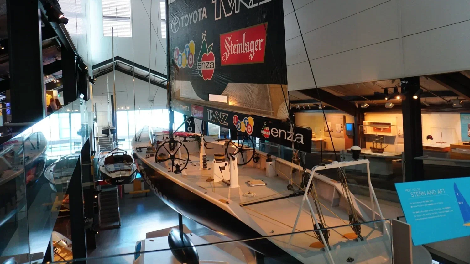 The New Zealand Maritime Museum showcases a racing sailboat