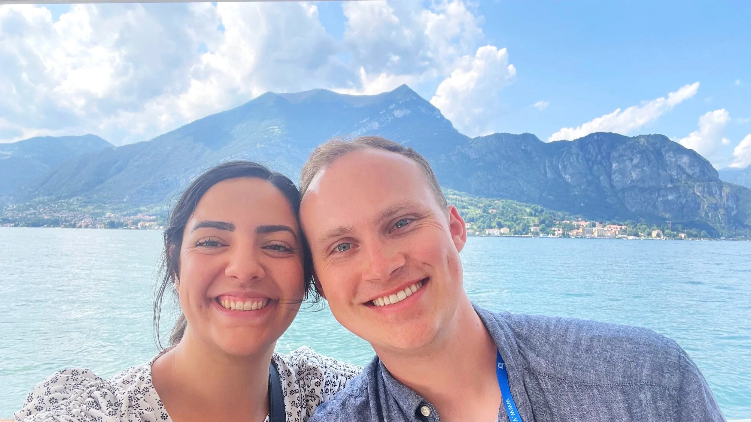A couple on their honeymoon in Lake Como, Italy