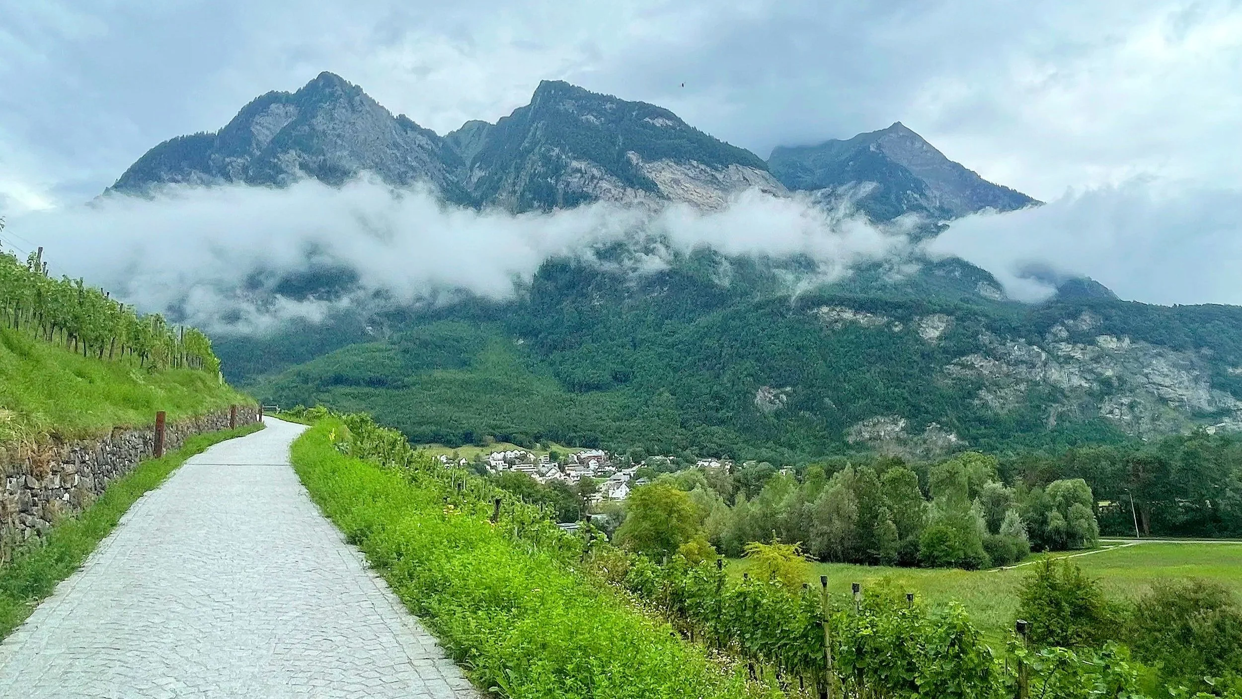 A path in Liechtenstein leads to incredible mountain views, just a day trip from Zurich