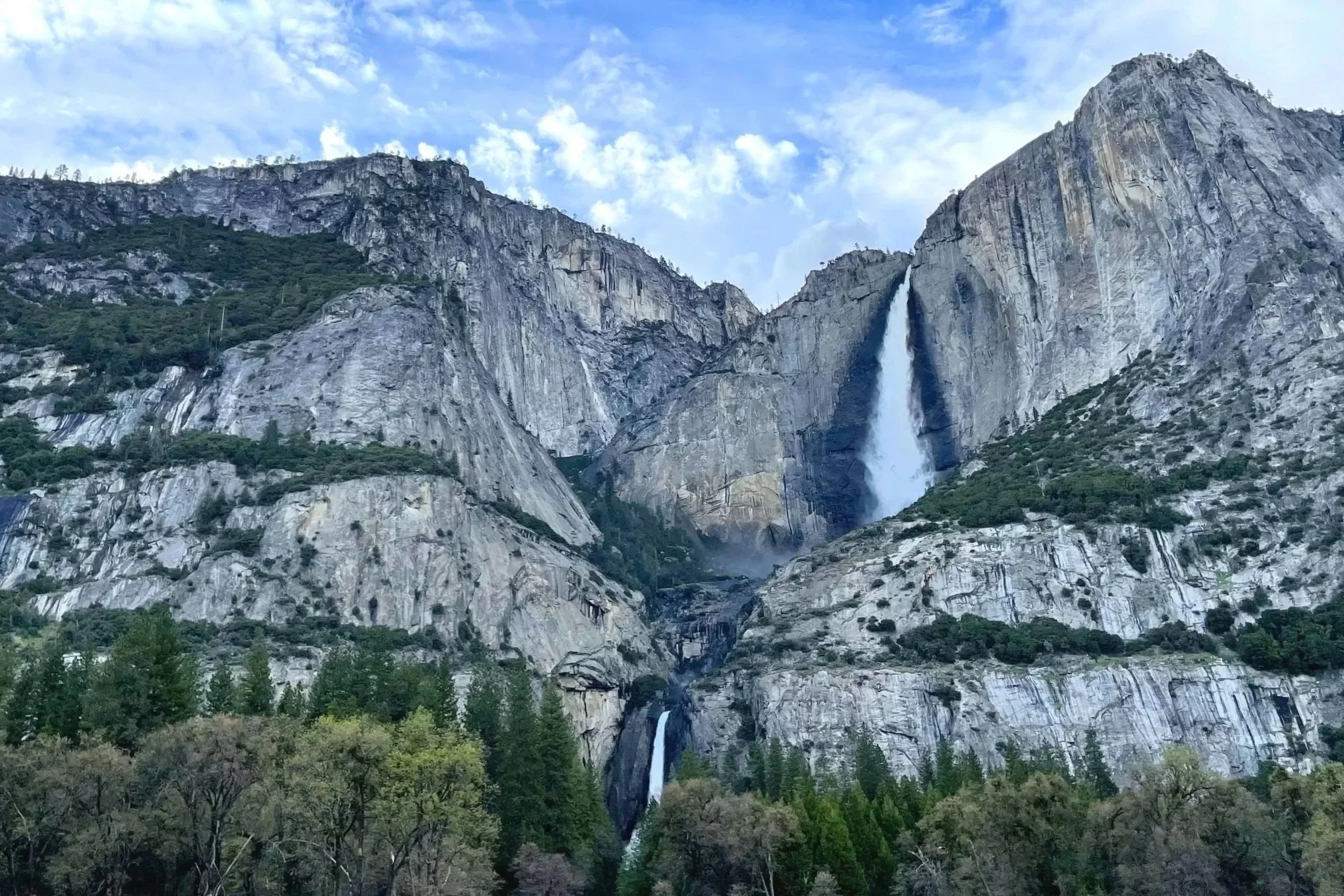 The view of Yosemite Falls from Cook's Meadow.