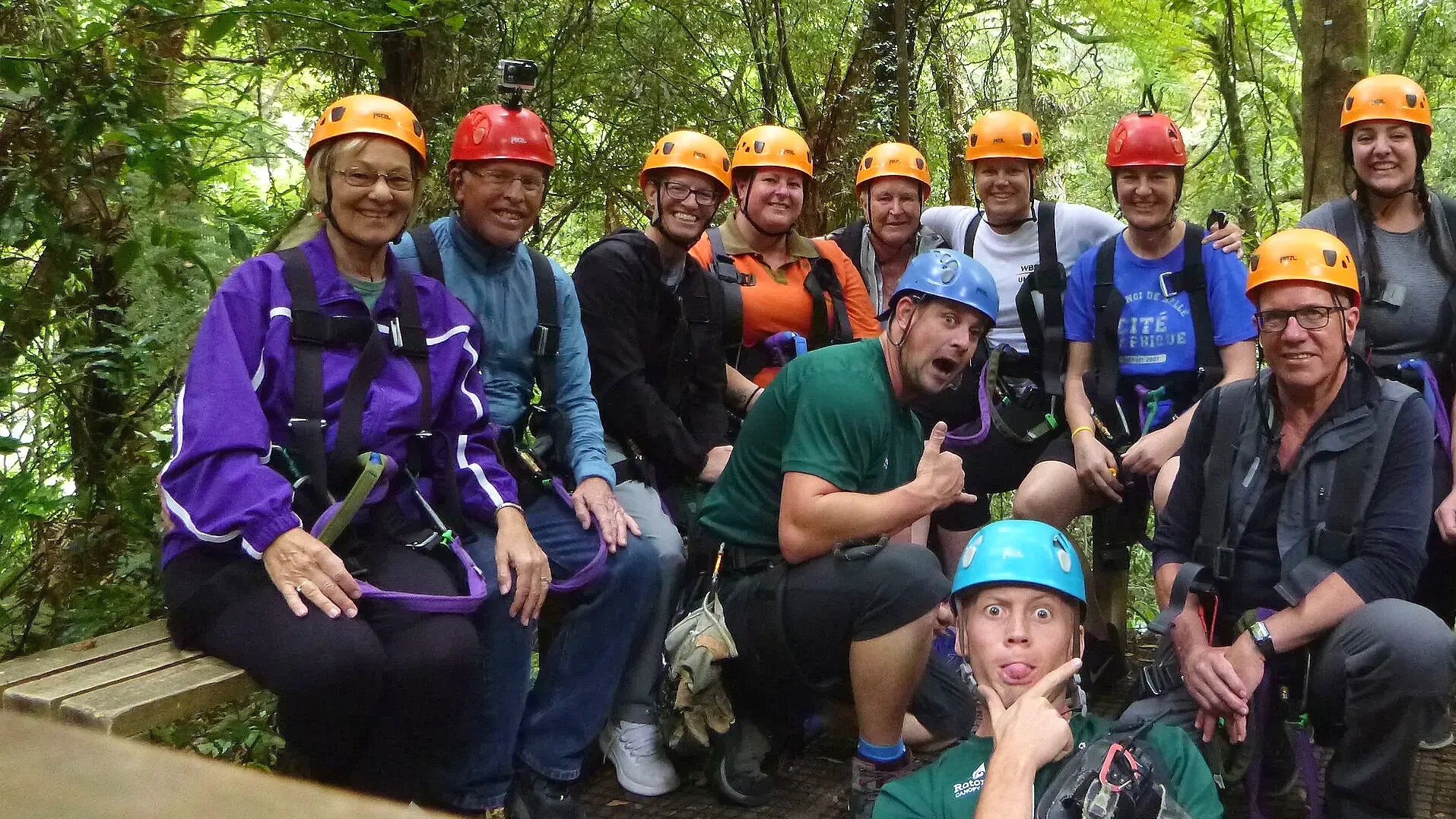 A group tour of Rotorua Canopy Tours in New Zealand North Island