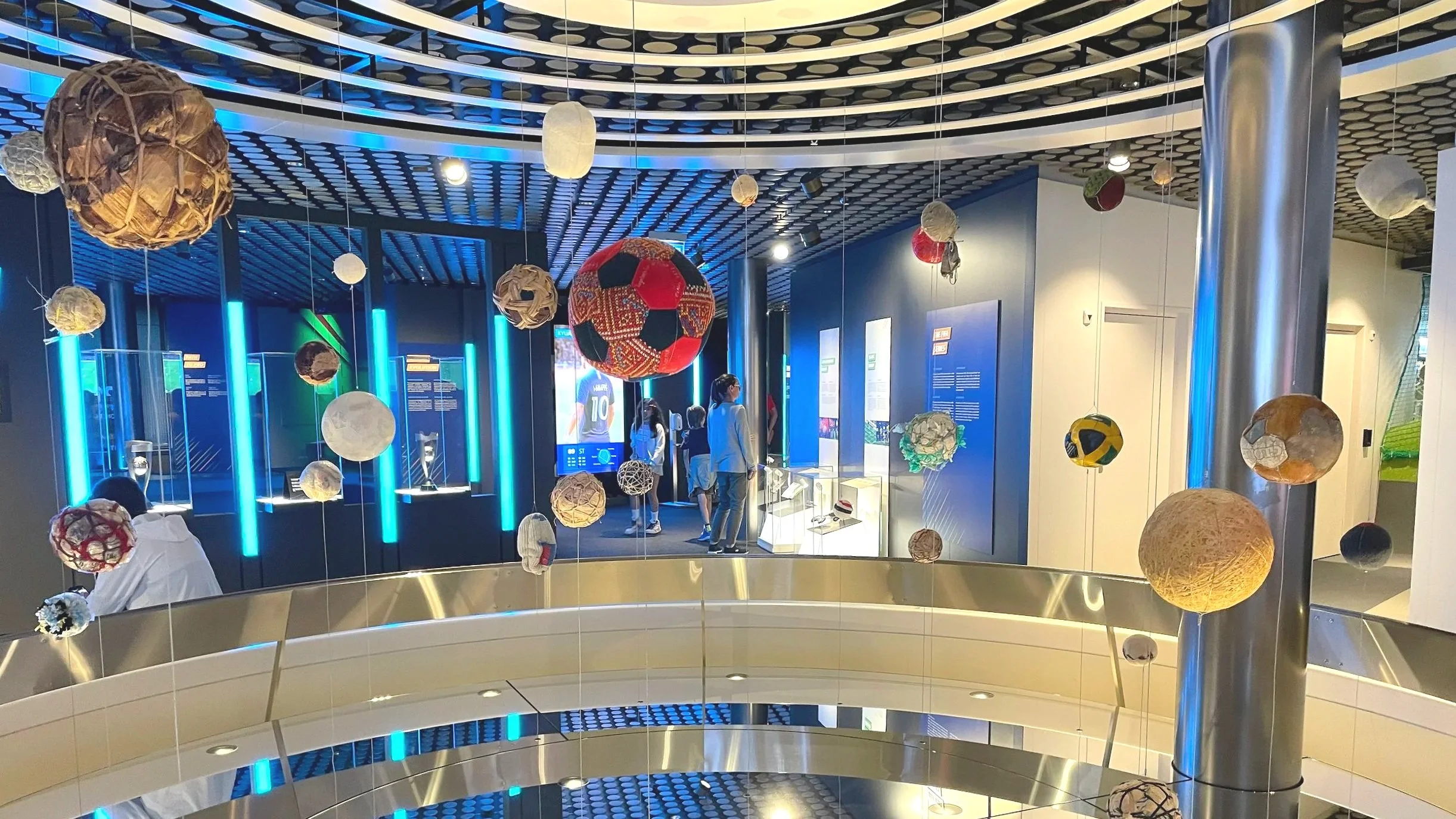 The Fifa Museum displays hanging soccer balls in Zurich, Switzerland