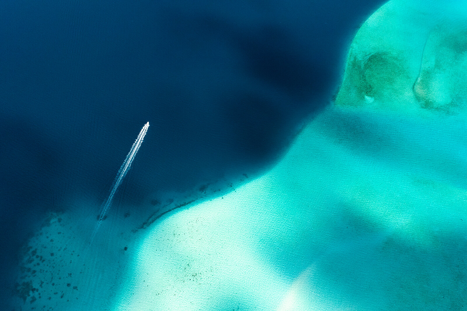 aerial view of the bora-bora lagoon 