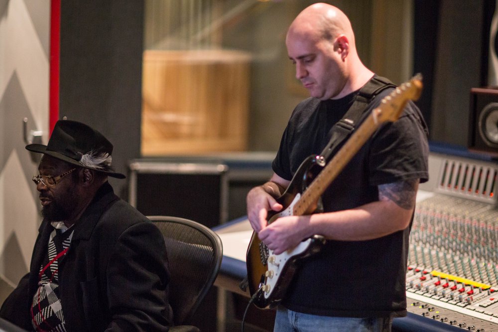 CLINTON  + G KOOP on GUITAR at studio - credit Bill Kennedy.jpg
