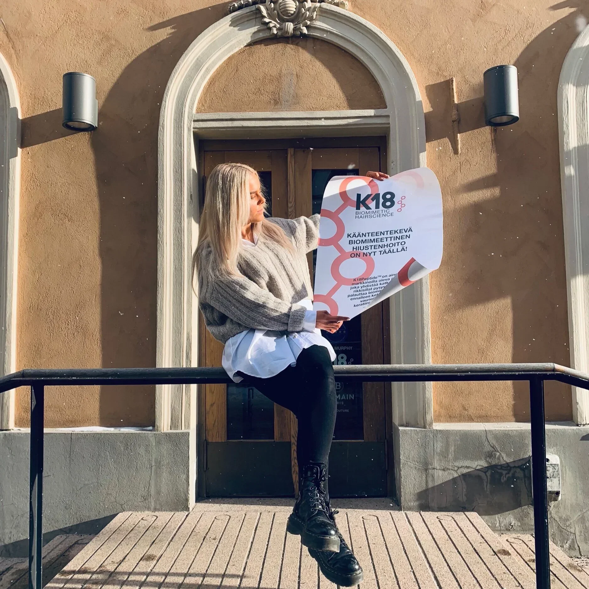 K18 hiustenhoitotuotteet kampaamossa Helsingissä