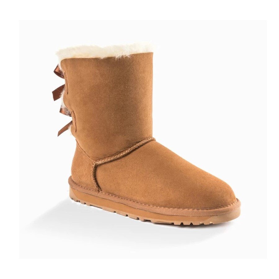 *Ozwear UGG LADIES CLASSIC BAILEY BOW 2 RIBBON BOOTS-Chestnut