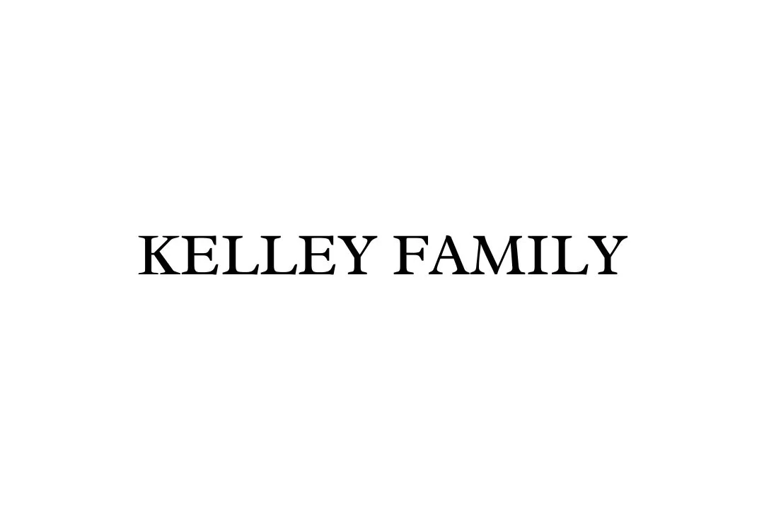 Text that reads 'Kelley Family' in black font on a white background.
