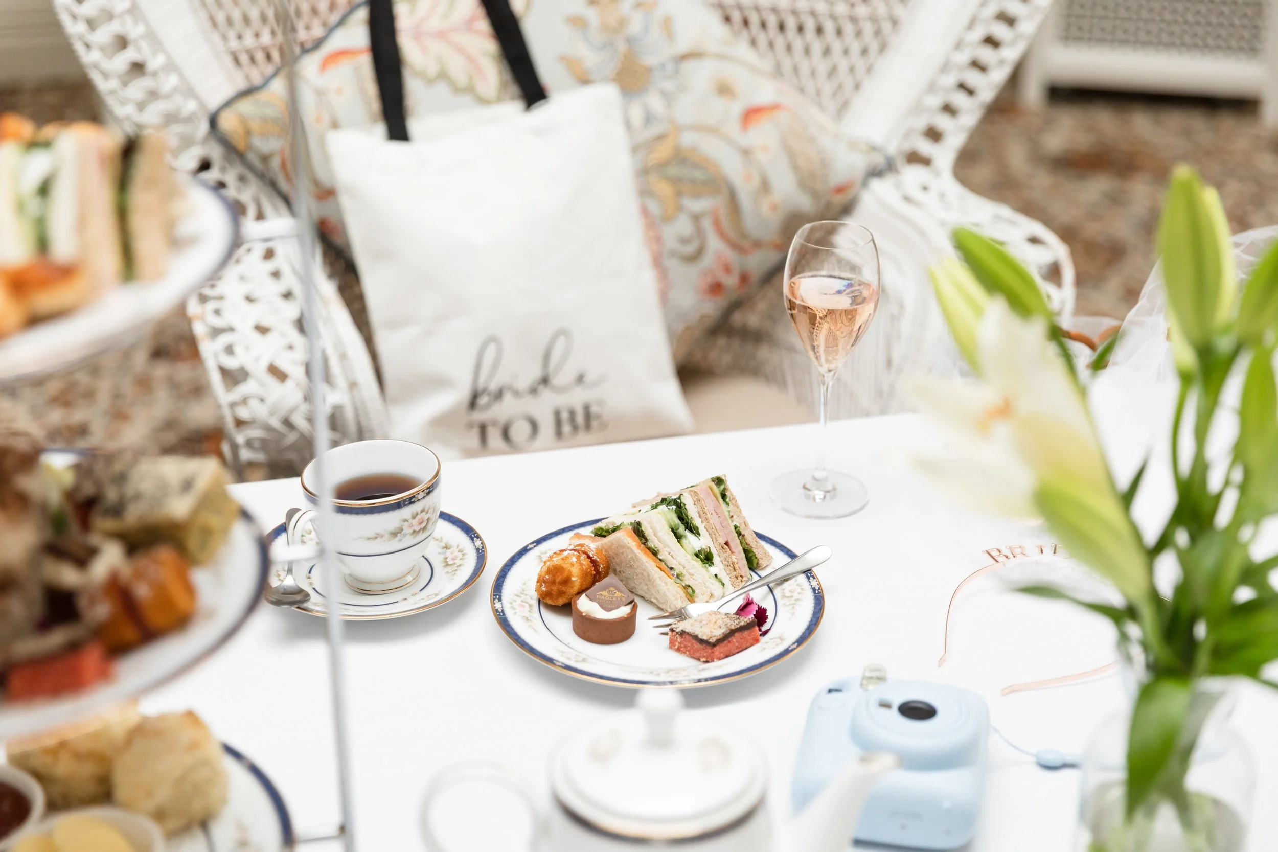 Private bridal shower Afternoon Tea on decorated table at Hadley's in Hobart