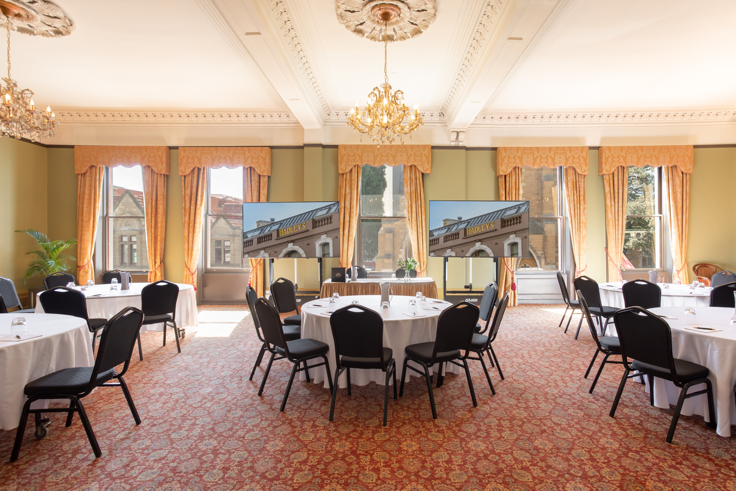 Private conference space inside Hadley's Orient Hotel, overlooking Murray Street