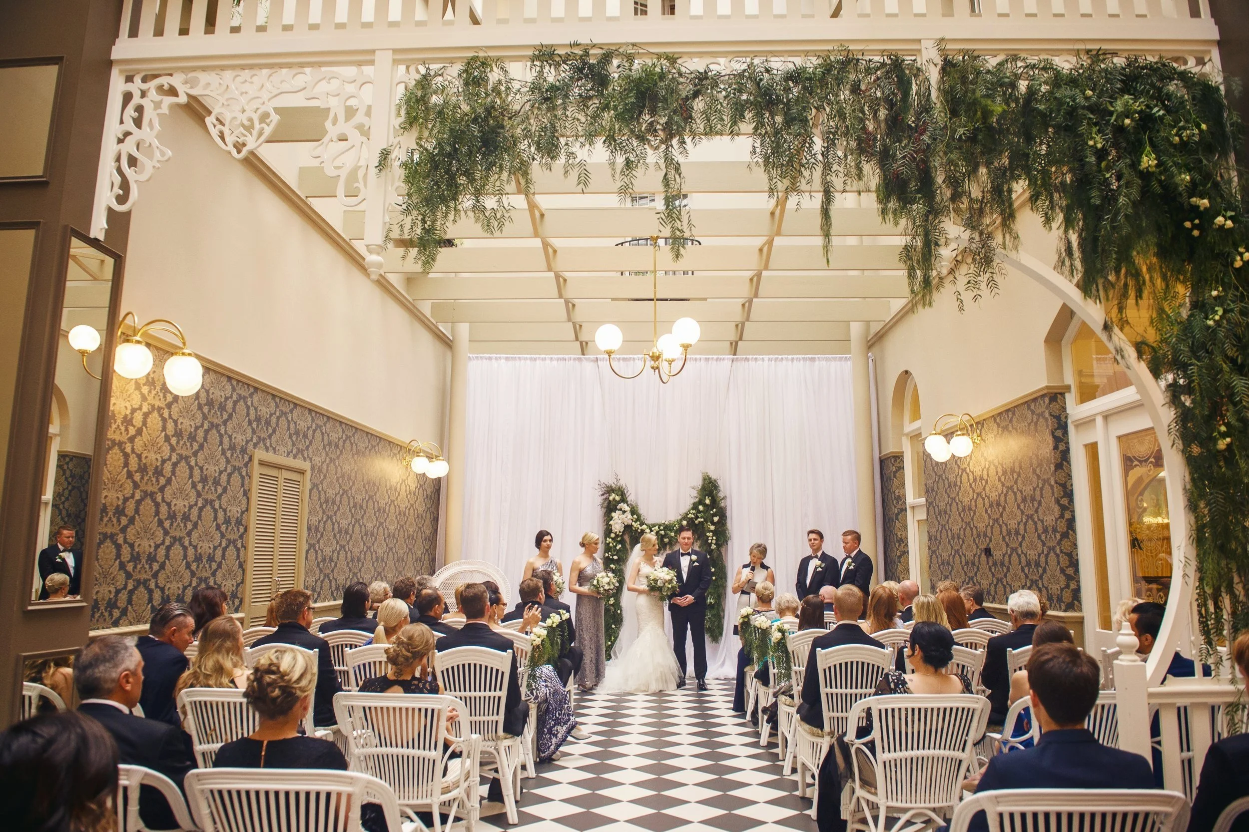 Wedding ceremony inside the stunning light filled Atrium in the heart of Hobart