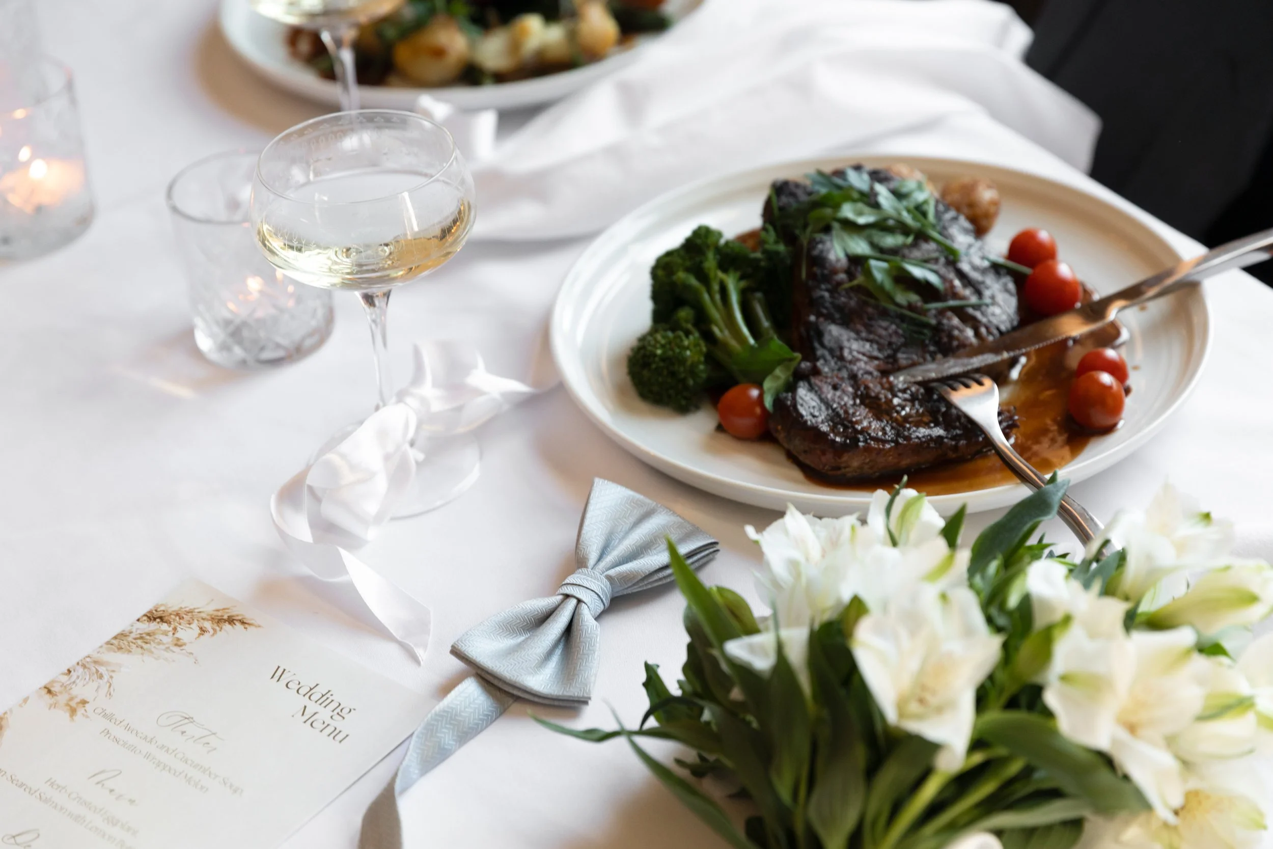 Wedding Reception dinner with champagne at Hadley's Orient Hotel