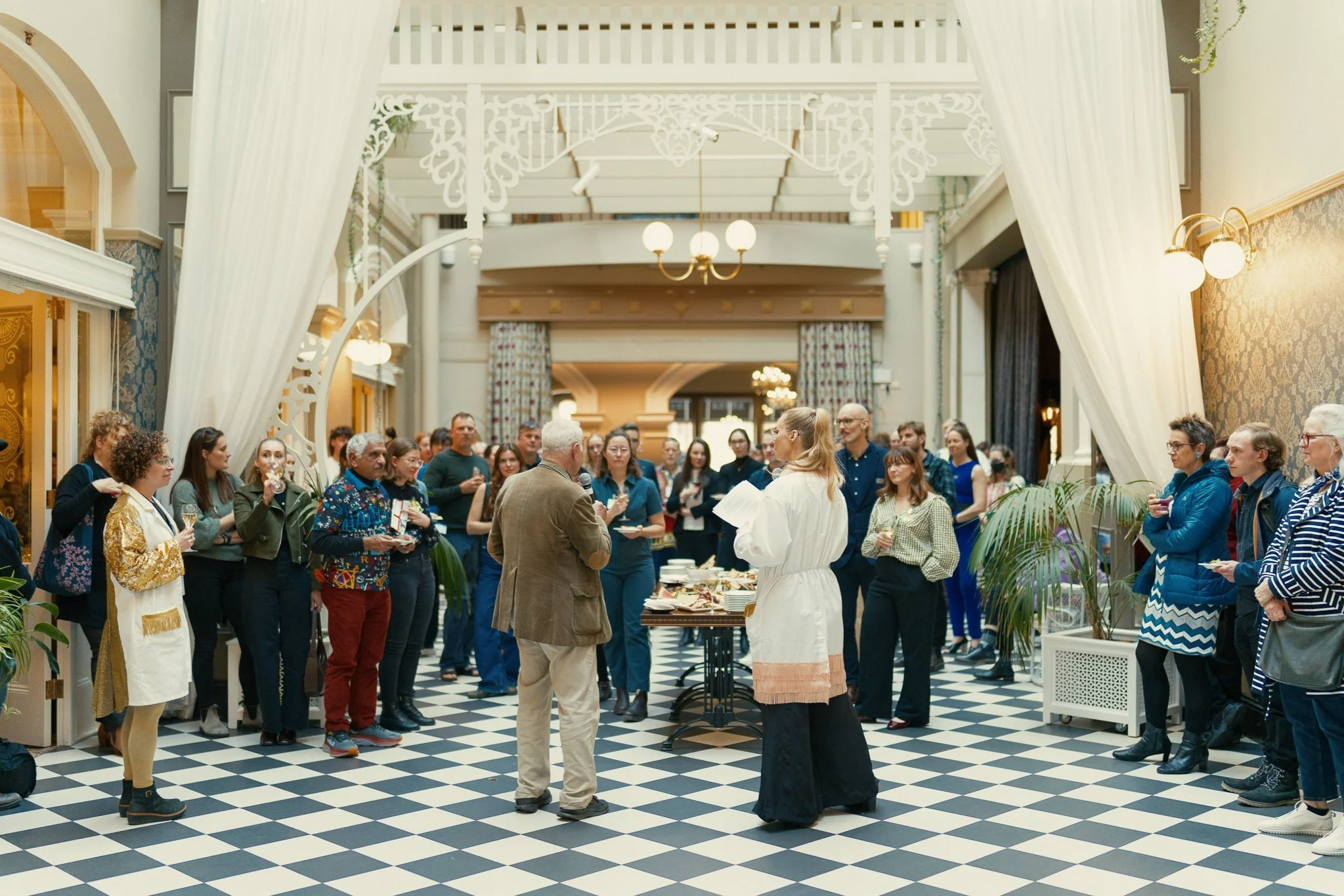Cocktail event in the Atrium at Hadley's Orient Hotel