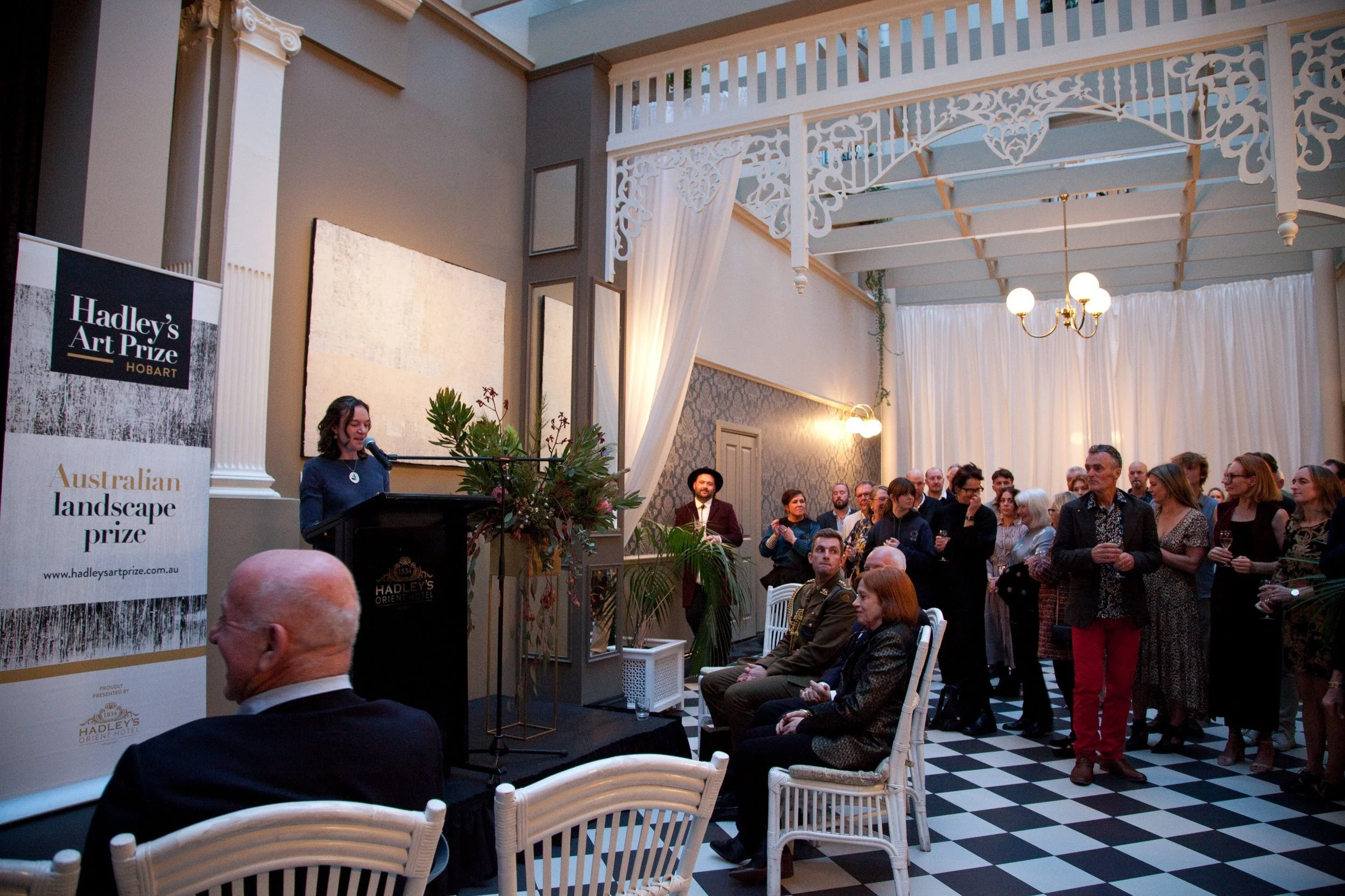 Exhibition opening event in the Atrium at Hadley's Orient Hotel