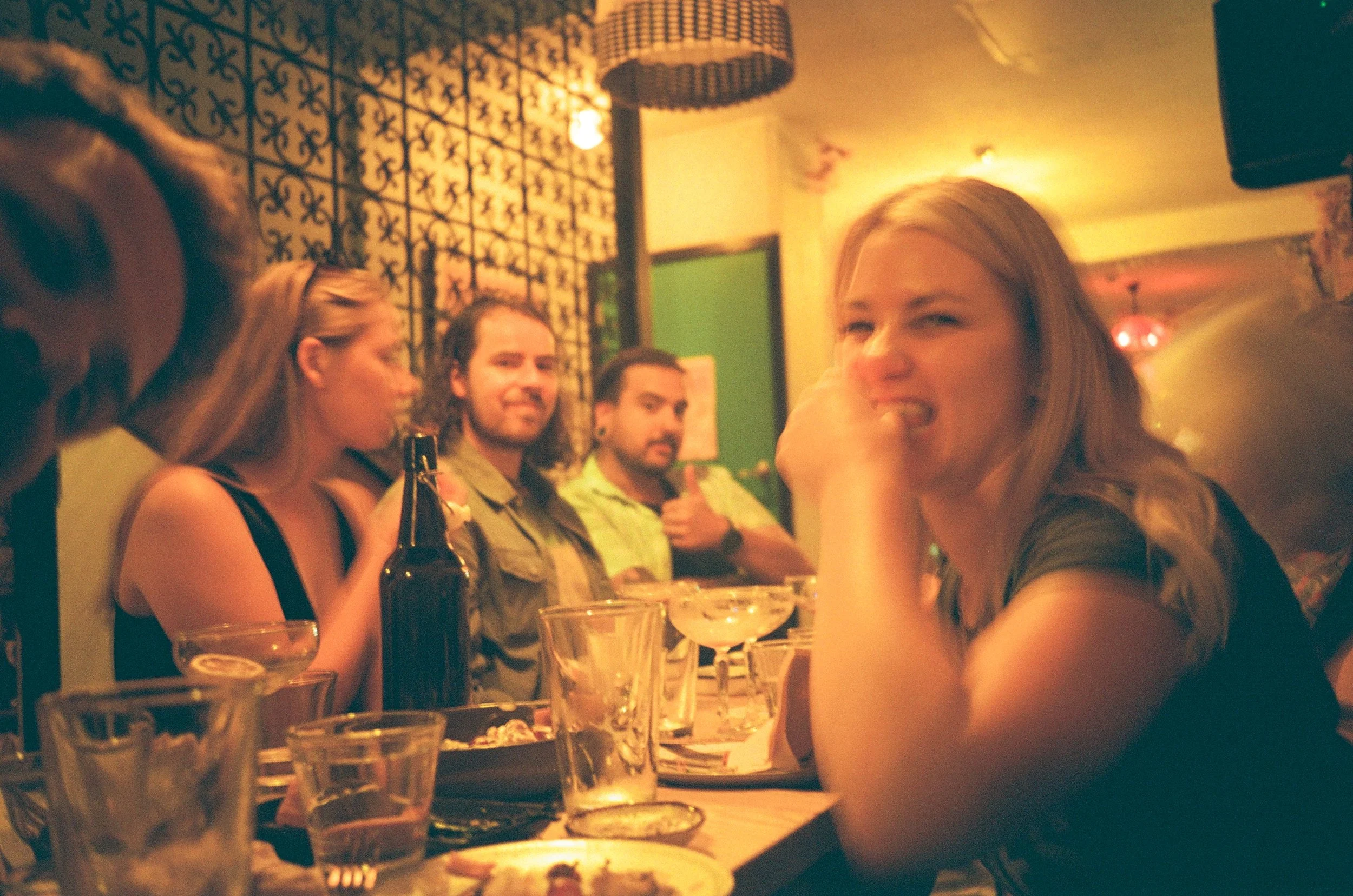 (Wellington) - our last night eating dinner with everyone. Jack and Kim finally arrive and join us for dinner.