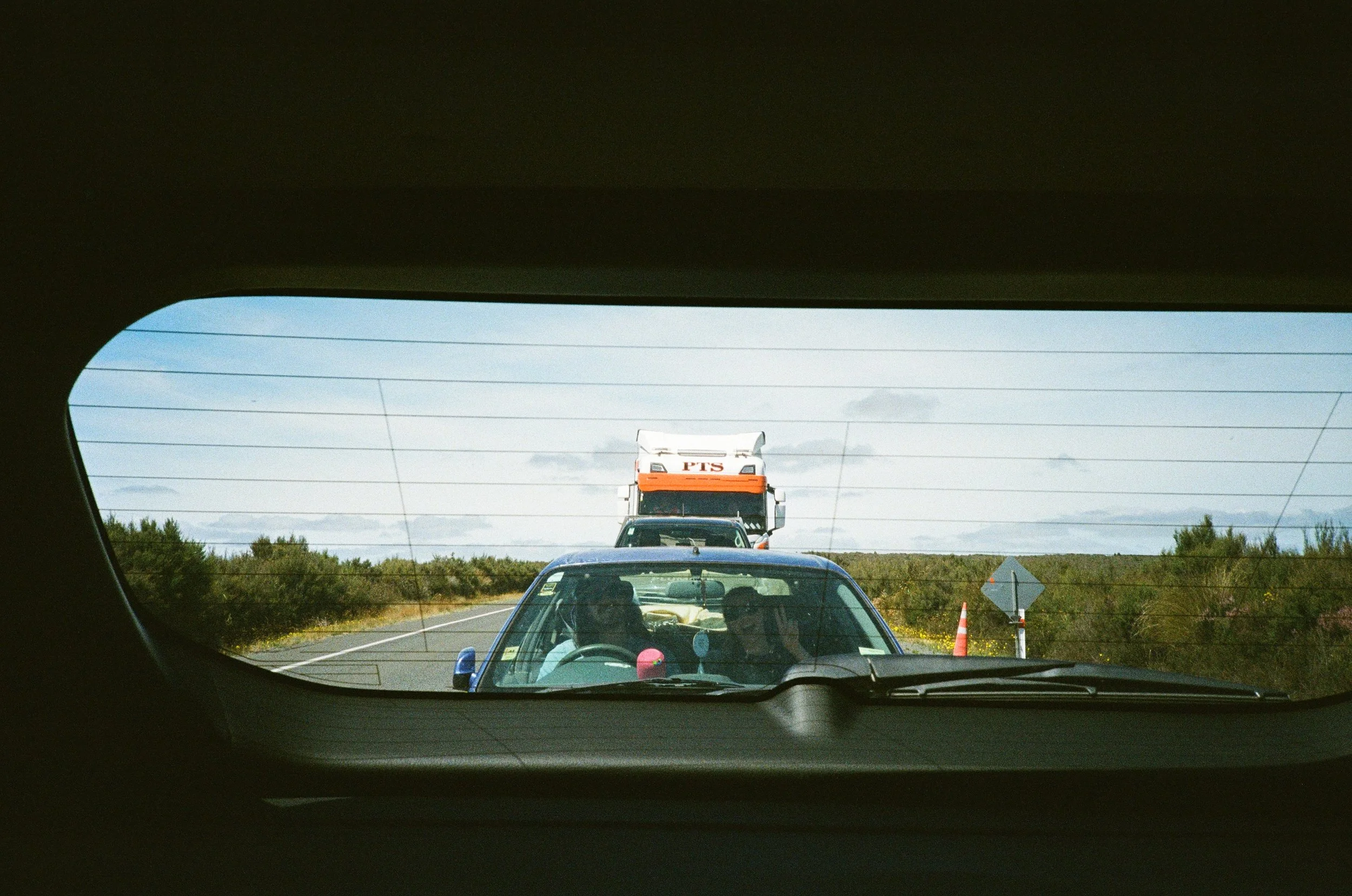 (Tongariro National Park) - our drive to the national park. Christina and Robbie in the car behind us.